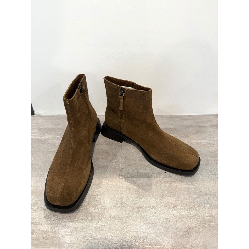 Zara NWT Brown Suede Leather Ankle Boots Square Toe Side Zip Men Sz US 12 EUR 45 - Picture 7 of 14